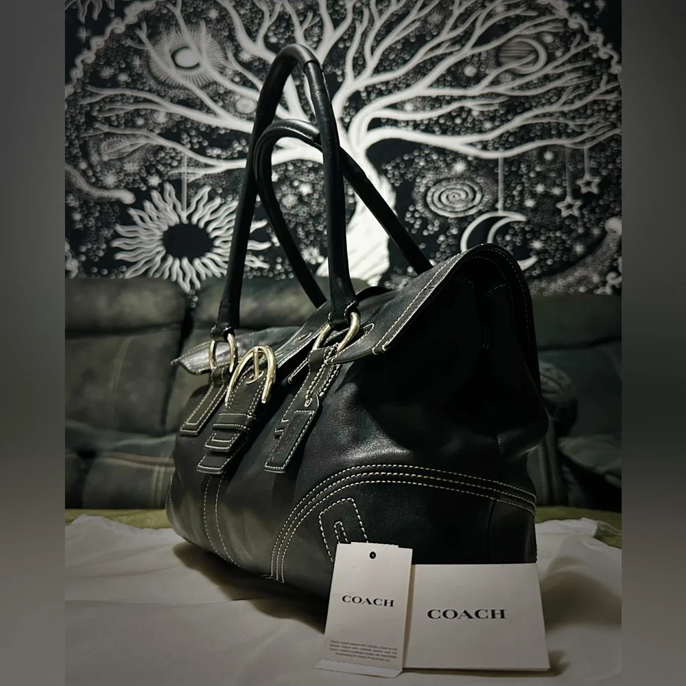 Vintage Y2K Coach tote bags Black Leather shoulder bag❌70% OFF SALE❌ make offer - Picture 11 of 17